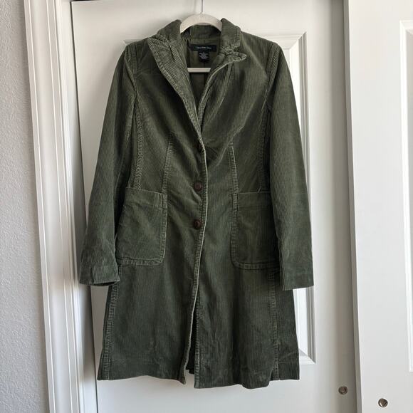 Calvin Klein Jackets & Blazers - Calvin Klein Women's Green Cotton Walker Knee
Length Corduroy Jacket Sz M Retro